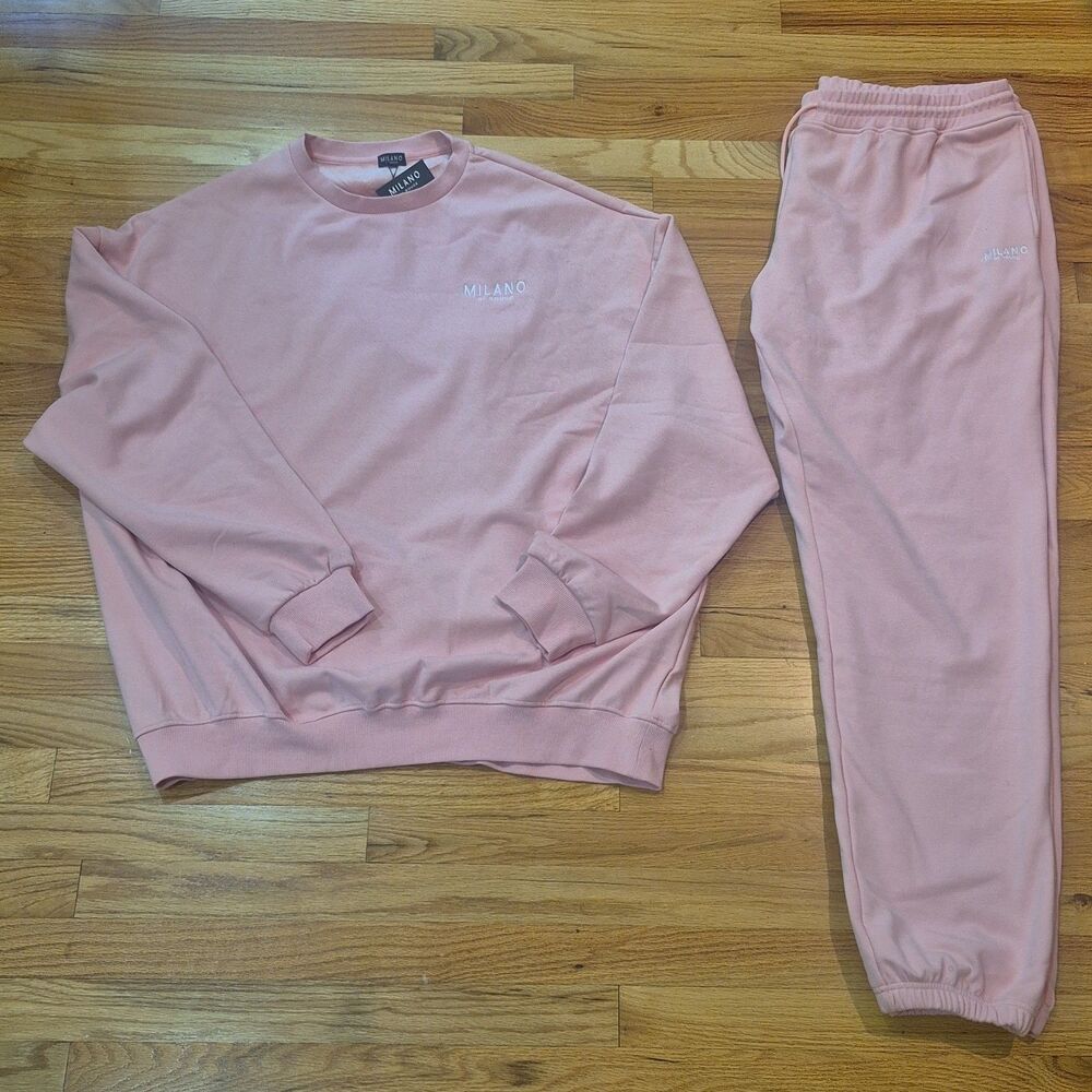 Milano Di Rouge Lux Lennox Sweatsuit Pink Mens 3XL Crewneck Sweatpants